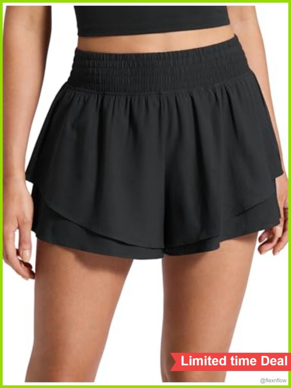 Womens Athletic Skorts with Built-in Liner High Rise Tiered Ruffles